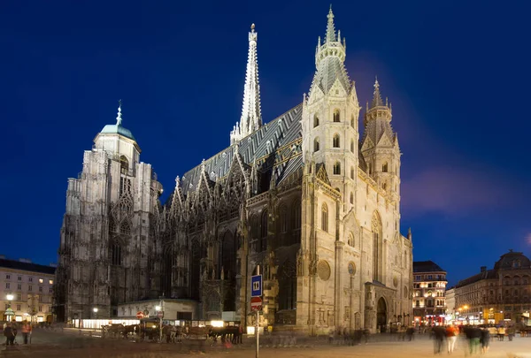 Famosa Catedral San Esteban Noche Viena Austria — Foto de Stock