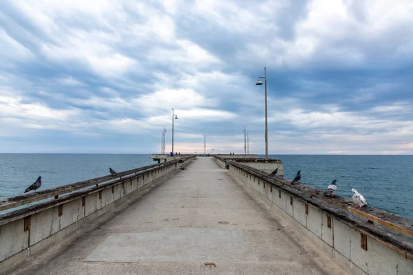 Pintoresco Muelle Veneciano Atardecer Con Reflejo Playa — Foto de Stock