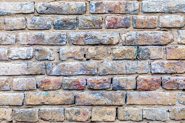 Fond Mur Avec Vieilles Briques Historiques Partiellement Coloré Comme Symbole — Photo