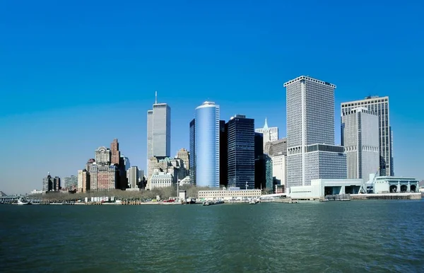 New York Usa Ledna 2019 Pohled Centra Manhattanu Siluetou Světovým — Stock fotografie