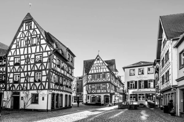 ドイツのマインツ 2021年2月13日 古い伝統的な半木造建築物とマインツの歴史的中心部 — ストック写真