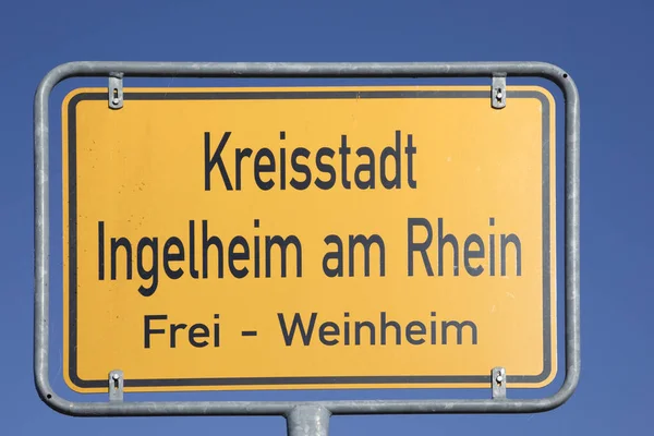 Panneau Entrée Ingelheim Sur Rhin Allemagne Appelé Kreisstadt Ville Qui — Photo