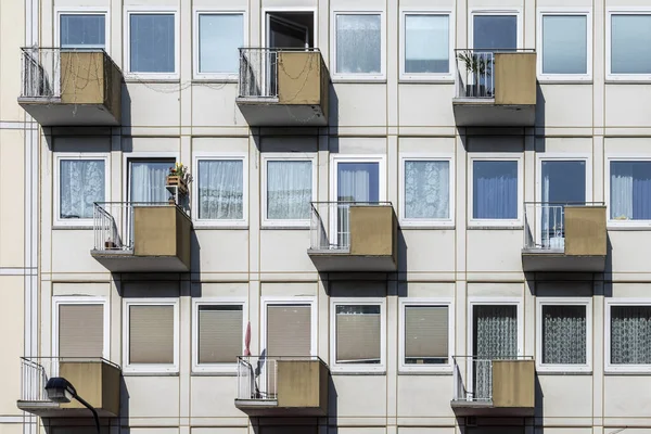 Фасад Дома Типичной Архитектуре Социального Жилья Германии — стоковое фото
