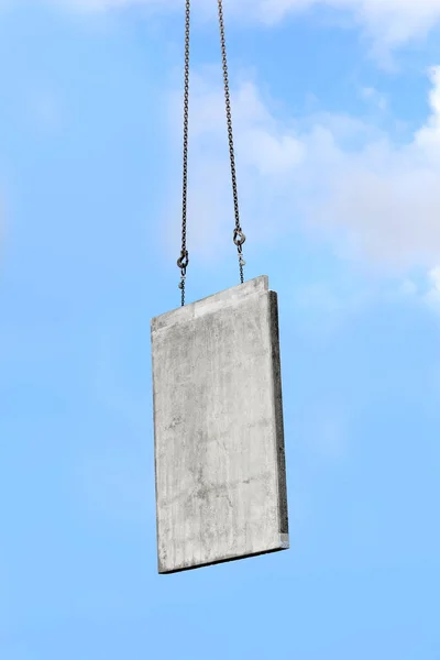 Concrete Wall Construction Site Hook Crane Blue Sky — Stock Photo, Image