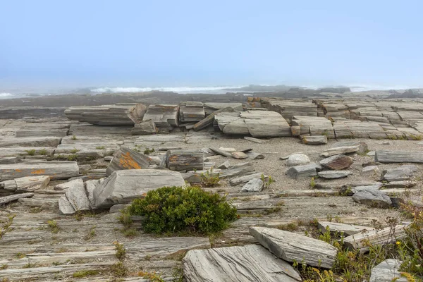 Elisabeth Burnu Nun Manzaralı Kıyı Şeridi Muhteşem Taş Oluşumlarıyla Sisli — Stok fotoğraf
