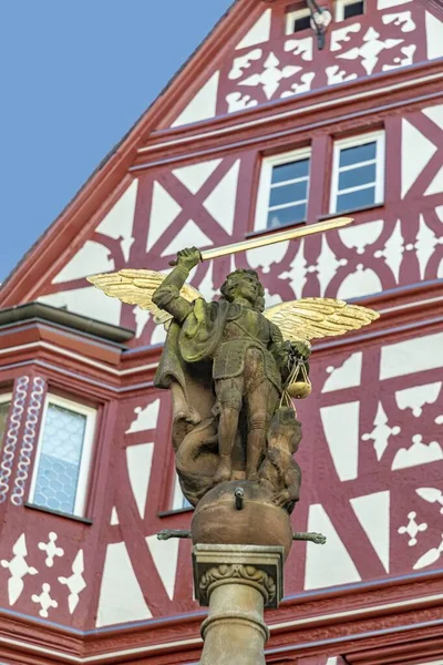 Aartsengel Michael Een Pijler Van Markt Bernkastel Kues Duitsland — Stockfoto