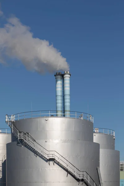 Industry Area Silos Tanks Rhine Harbor Mainz Mombach Germany — Stock Photo, Image