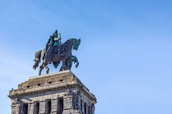 King Wilhelm German Corner Koblenz Looking Rhine Land Area — Stock Photo, Image