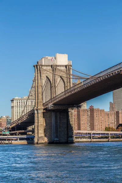 Brooklyn Bron Sen Eftermiddag Solen Sett Från Brooklyn Sida — Stockfoto