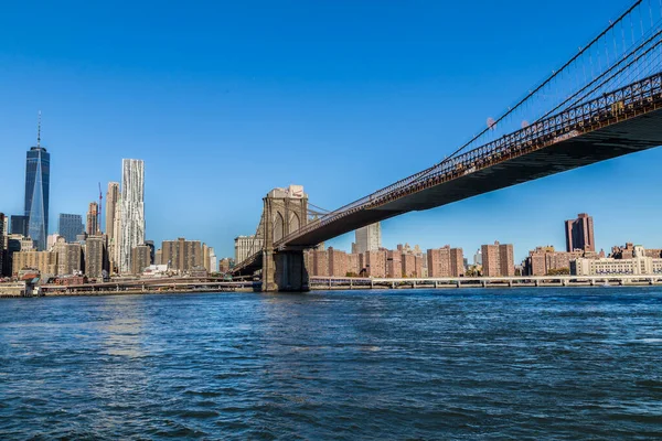 Ponte Brooklyn Nel Tardo Pomeriggio Sole Visto Dal Lato Brooklyn — Foto Stock