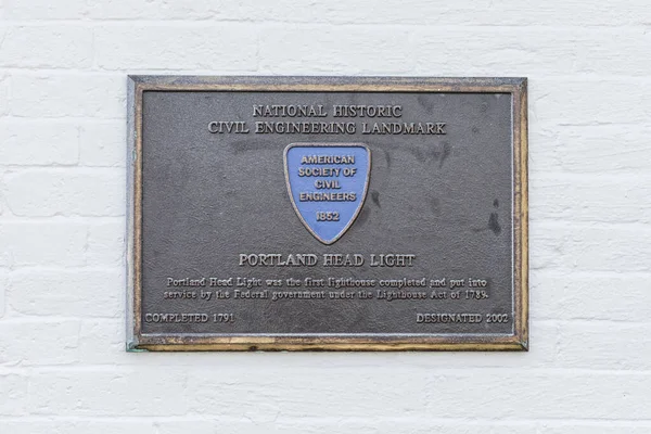 Portland Usa September 2017 Plate Remember First Completed Lighthouse Portland — Stock Photo, Image