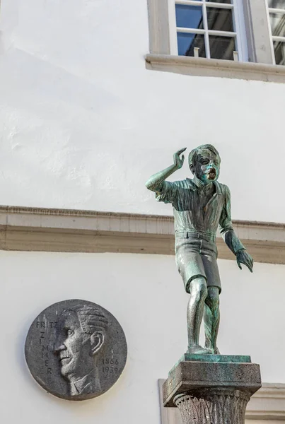 Koblenz Germany February 2012 Spitting Boy Fountain Honor Josef Cornelius — Stock Photo, Image