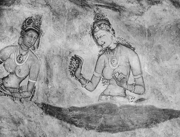 Sigiriya Sri Lanka Augustus 2005 Sigiriya Maiden Eeuwse Fresco Bij — Stockfoto