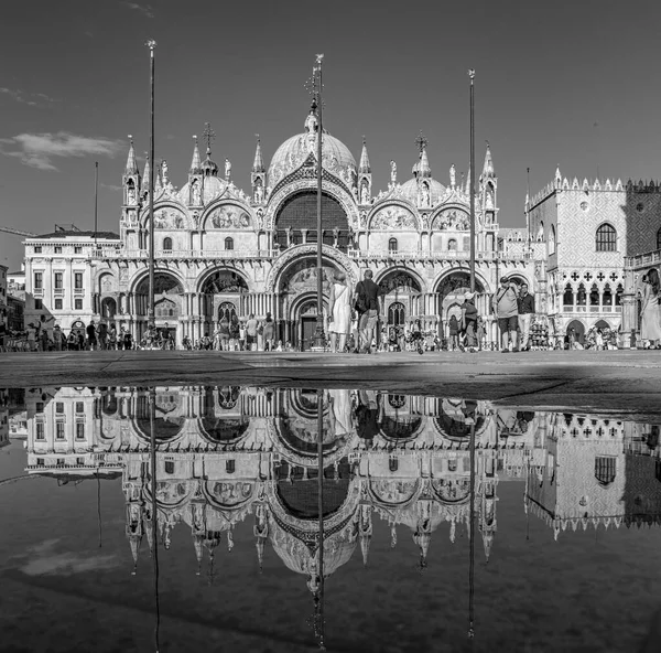 Venedig Italien Juli 2021 Reflexion Der Kathedrale San Marco Auf — Stockfoto