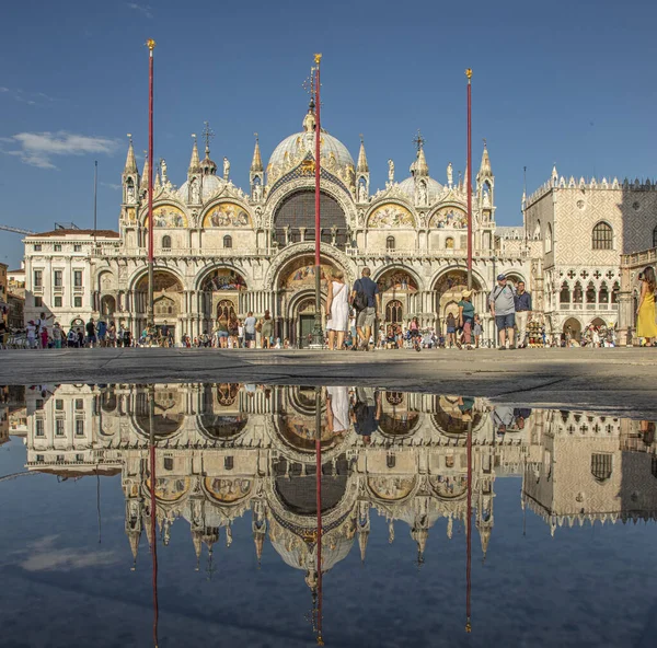 Venice Italy July 2021 Reflection Cathedral San Marco San Marco — Stock Photo, Image