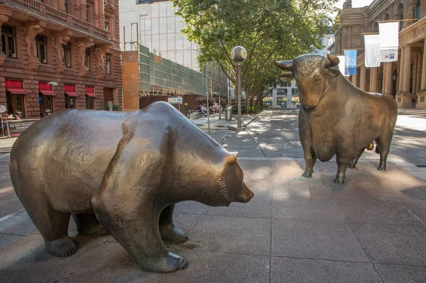 Frankfurt, Germany - June 13, 2021: The Bull and Bear Statues at the Frankfurt Stock Exchange. Frankfurt Exchange is the 12th largest exchange by market capitalization.