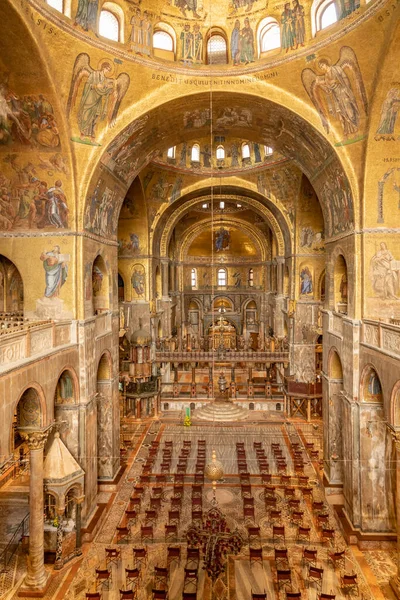 Veneza Itália Julho 2021 Mosaico Parede Dourada Dentro Basílica São — Fotografia de Stock