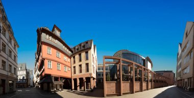 Frankfurt, Germany - June 13, 2021: view to the modern arc hitecture in Frankfurt in the old town with the museum the Schirn.