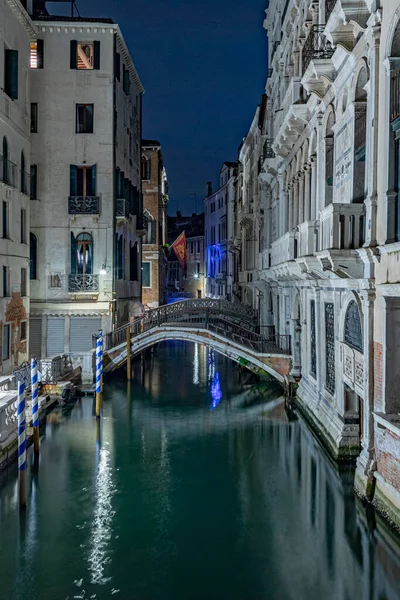 Vista Nocturna Puente Lugares Interés Antigua Prisión Doges Palacio Venecia — Foto de Stock