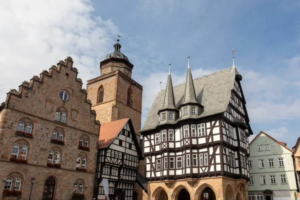 Alsfeld Deutschland Juni 2021 Berühmtes Rathaus Und Fachwerkhäuser Zentralen Platz — Stockfoto