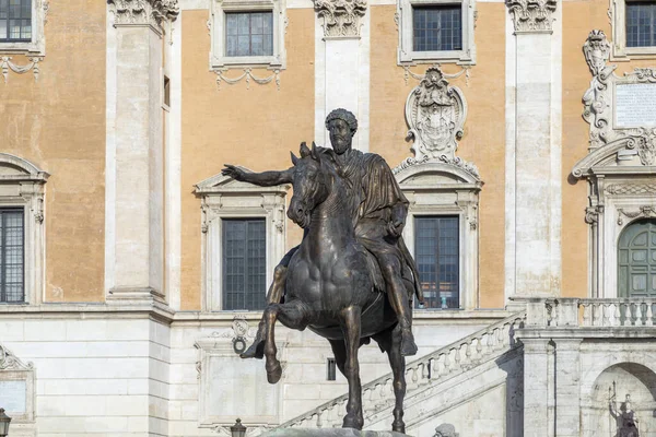 Кінна Статуя Марка Аврелія Давньоримська Кінна Статуя Капітолійському Пагорбі Рим — стокове фото