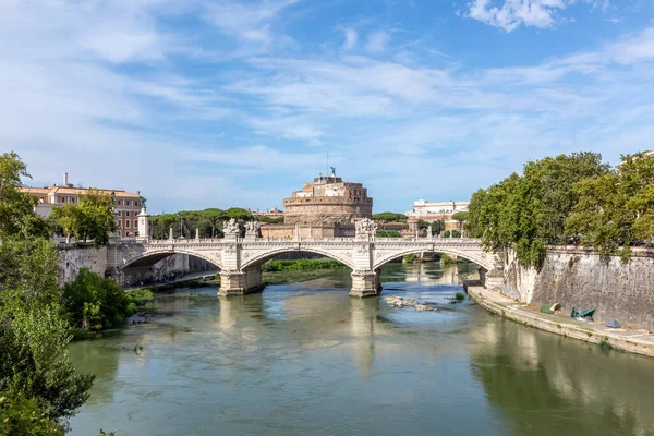 Vittorio Emanuele Brug Rome Met Uitzicht Het Kasteel Van Heilige — Stockfoto