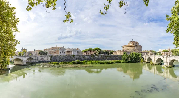 Vittorio Emanuele Brug Rome Met Uitzicht Het Kasteel Van Heilige — Stockfoto