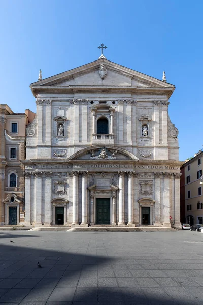 Piazza Della Chiesa Nuova Římské Čtvrti Navona Barokní Fasádou Kostela — Stock fotografie