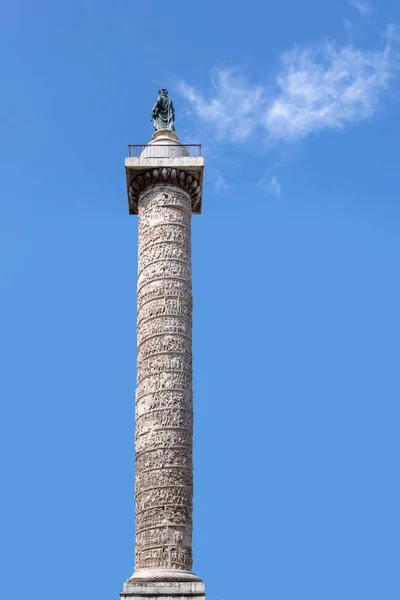 Kolumna Marcusa Aureliasa Rzymie Przy Kwadratowej Fontannie Placu Kolumnowego Rzym — Zdjęcie stockowe