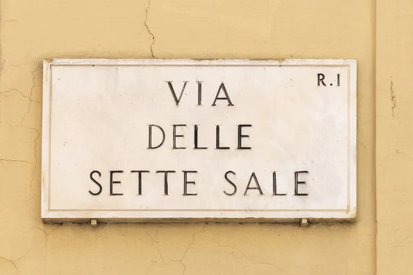 Plaque Marbre Avec Rue Delle Sette Sale Engl Sette Street — Photo