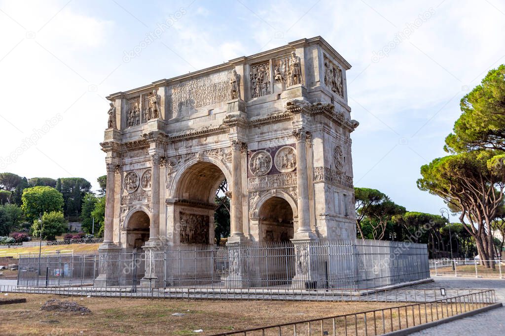 Arch of Constantine in Rome,  translation of the full registration : To the pious and happy Emperor Caesar Flavius Constantine the Great, Augustus, because, under the inspiration of the divinity