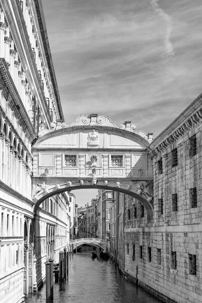 View to Bridge of Sighs in Venice, a former bridge to a prison