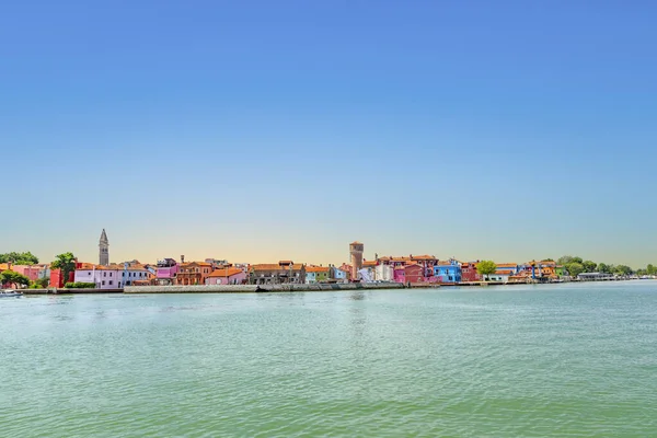 Panorama Małej Wyspy Burano Słynnymi Kolorowymi Fasadami Wenecja Włochy — Zdjęcie stockowe