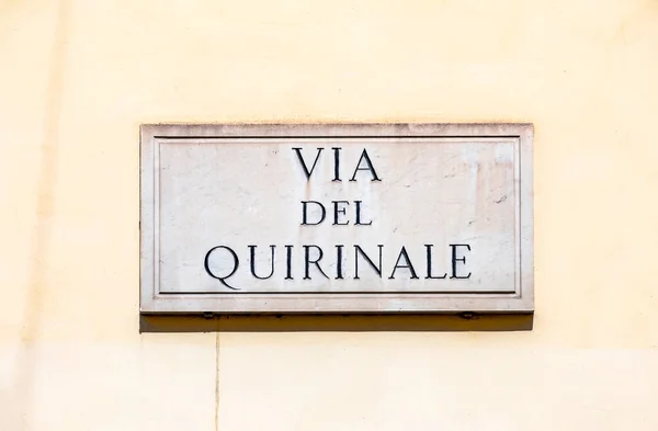 Targa Marmo Con Nome Quirinale Engl Quirinale Muro Roma — Foto Stock