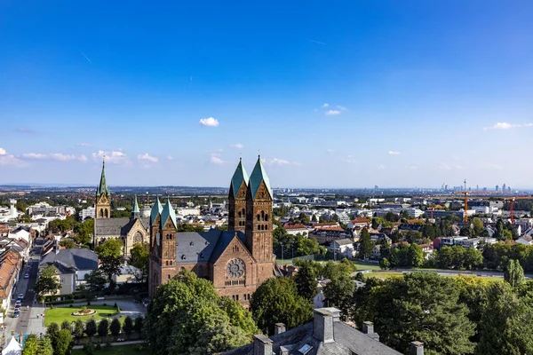 Panoramautsikt Över Bad Homburg Twith Frankfurt Vid Horisonten Och Antenn — Stockfoto