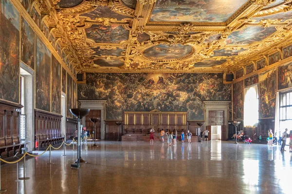 Venezia Luglio 2021 Camera Del Grande Consiglio Palazzo Ducale Con — Foto Stock