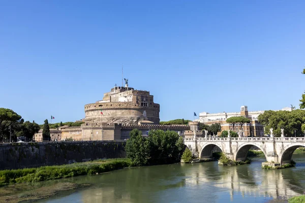 Roma Itália Julho 2021 Castelo Sant Angelo Mausoléu Adriano Ponte — Fotografia de Stock