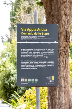 Roma, İtalya - 1 Ağustos 2021: Roma Via Appia Antica, İtalya.