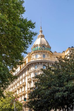 Roma, İtalya - 31 Temmuz 2021: Roma, İtalya 'daki tarihi lüks otel Excelsior cephesi.