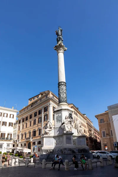 Řím Itálie Července 2021 Sloup Neposkvrněného Početí Pomník Devatenáctého Století — Stock fotografie