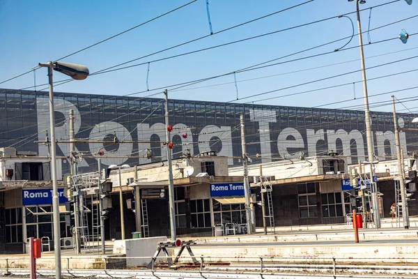 Roma Italia Luglio 2021 Segnaletica Roma Termini Engl Stazione Ferroviaria — Foto Stock