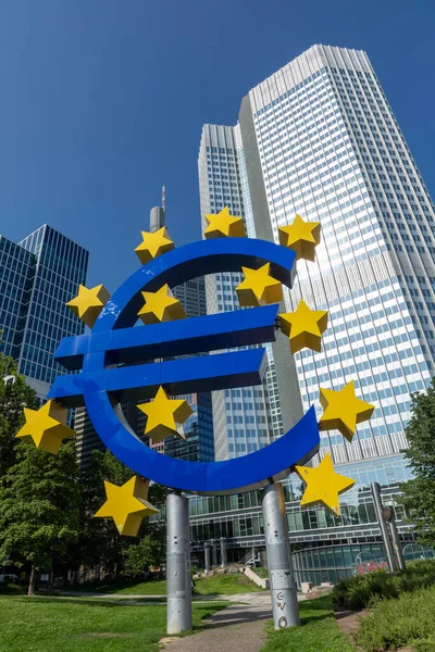 法兰克福 2021年7月18日 欧洲签署 欧洲中央银行 Ecb 是欧元的中央银行 负责管理欧元区在德国法兰克福的货币政策 — 图库照片