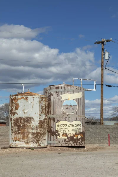Seligman Usa March 2019 Old Historic Silo Rotten Painted Advertising — Stock Photo, Image