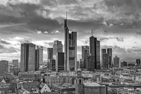 Skyline Frankfurt Main Akşam Almanya — Stok fotoğraf