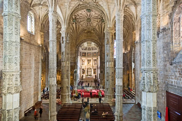 Church Santa Maria in the beautiful Jeronimos Monastery in Lisbo — Stock Photo, Image