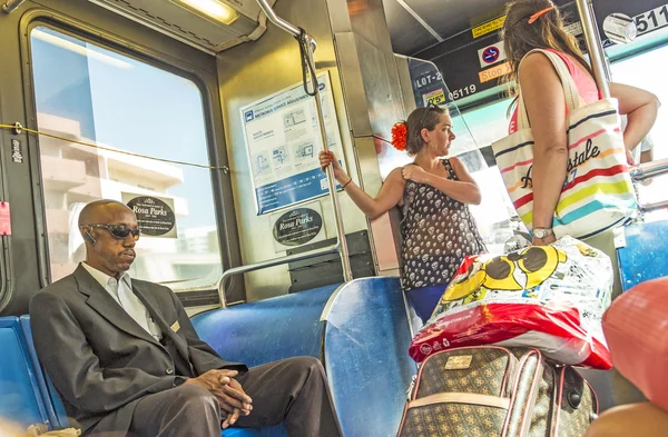 People in the downtown Metro bus in Miami, USA — Stock Photo, Image