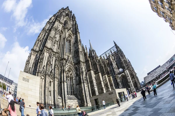 Pessoas em frente à Catedral de Colônia em Colônia — Fotografia de Stock