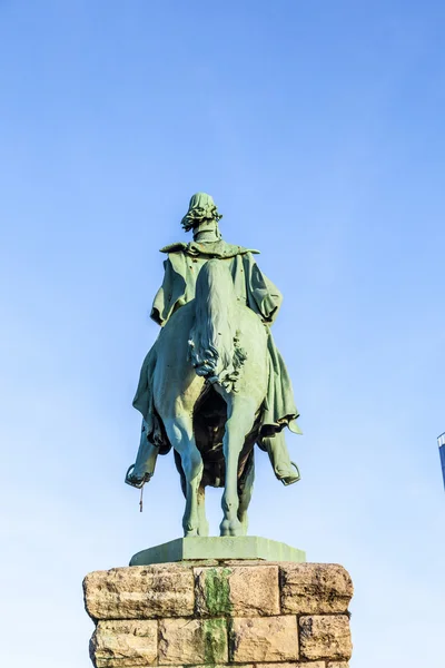 Equestrian statue on the Hohenzollern bridge — Stock Photo, Image