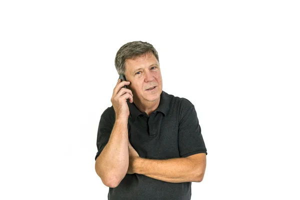 Retrato de homem feliz usando no telefone celular — Fotografia de Stock