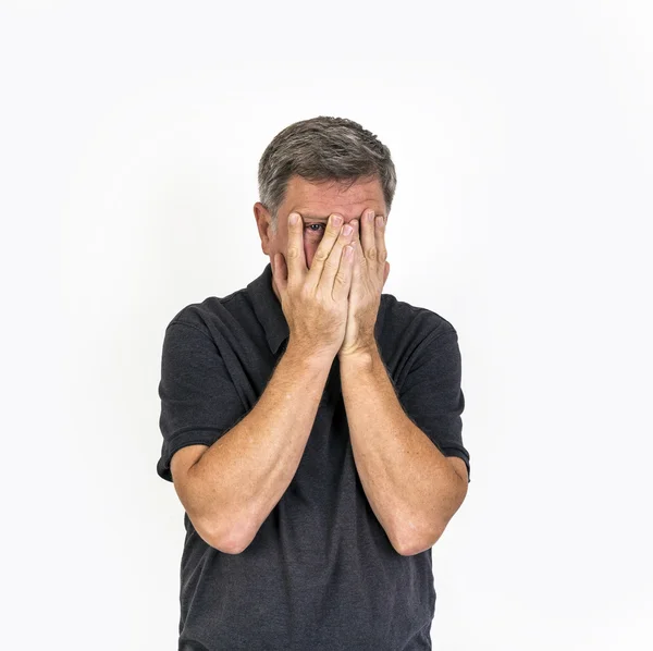 Hombre teniendo problemas, aislados sobre fondo blanco — Stock fotografie